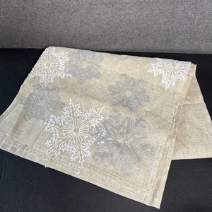 Embroidered Snowflake Design Table Runner 108”x16” Holiday Winter Christmas - Picture 1 of 5