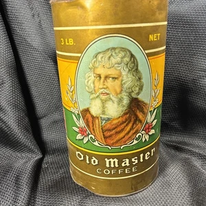 ANTIKE ALTMEISTER 3 Pfund HOHE KAFFEEDOSE LITHO DOSE TOLEDO OHIO COUNTRY STORE - Bild 1 von 8