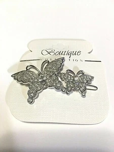 Vintage Boutique Silberfarbene Strass Schmetterling Anstecknadel - Bild 1 von 1