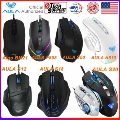 Aigo BM21 Slient & AULA RGB Gaming Mouse LED Programmable Optical Backlit Mouse - Image 1 of 4