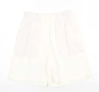 Marks & Spencer Womens Ivory Polyester Blend Culotte Shorts Size 6 Reg Pull On - Image 1 of 4