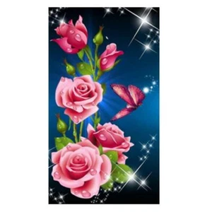 Kit de Pintura Diamante Completo "Rosas Rosas" Parcial Redondo 11"x 20" #175290 - Imagen 1 de 1