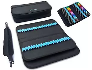 TOOLI-ART Marker & Pen Carrying Case -120 Slots, Black Canvas, Trolley Sleeve - Picture 1 of 7