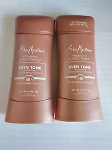 {2} SHEA MOISTURE *EVEN TONE *ANTIPERSPIRANT DEODORANT *VITAMIN C & NIACINAMIDE* - Picture 1 of 3