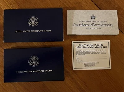 1987-S US Constitution Silver Dollar Proof Coin w/ Box & COA – U.S. Mint - Image 1 of 4