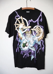 Vintage American Thunder 90s T shirt lightning Wizard Crystal Ball Dragon L logo - Picture 1 of 7