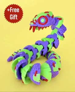 Articulated Stuffed Snake, Flexi Fidget Toy, 3D Printed - Picture 1 of 43