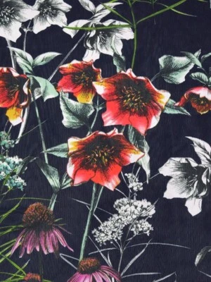 Tela de gasa floral tropical tela de ropa semi transparente abstracta por yarda  Foto 1 de 2