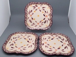 Juego de 3 platos cuadrados púrpuras Temptations by Tara Old World 8 pulgadas - Imagen 1 de 5