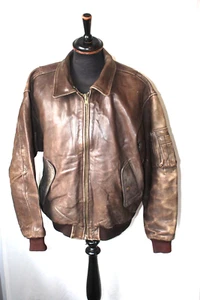 Vintage Kudsak braune Rindsleder Flieger Bomberjacke Gr. XL abnehmbares Futter - Bild 1 von 16