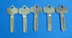 LOT OF FIVE DD NICKEL SILVER FITS BEST KEY BLANKS FOR " DD "  KEYWAY - Picture 1 of 5