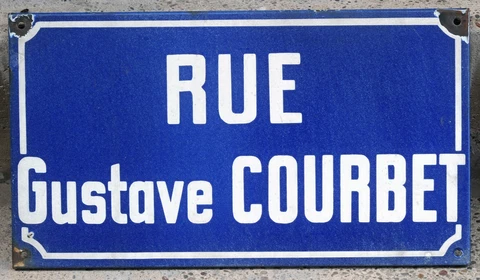 Old vintage French enamel street sign road plaque plate Gustave Courbet artist Cover