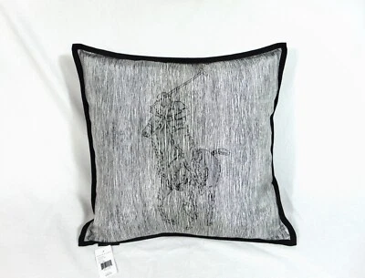 Ralph Lauren Polo Pony Equestrian Throw Pillow Silk Navy Blue & Cream 20X20 NEW - Image 1 of 3