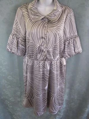 Vestido camisero Vertigo Paris talla grande gris estampado geométrico elástico satinado nuevo con etiquetas Foto 1 de 4