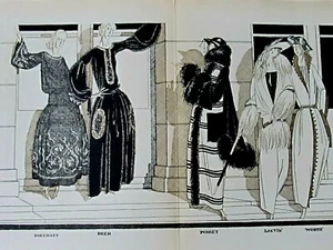 Pierre Mourgue TOILETTES DE PROMENADE EO 1921 Gazette du Bon Ton Double page - Picture 1 of 6