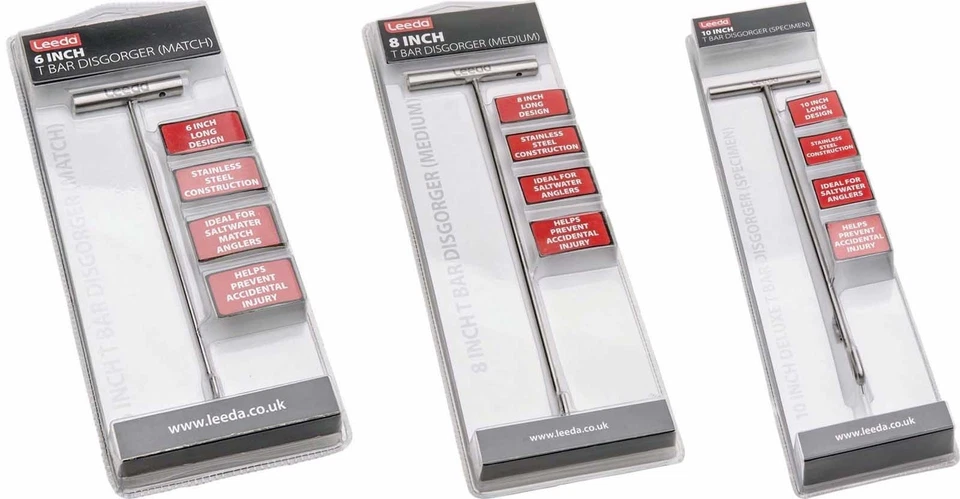 Leeda T Bar Disgorger 6 pulgadas fósforo, 8 pulgadas mediano y 10 pulgadas muestra suministros de pesca Foto 1 de 1