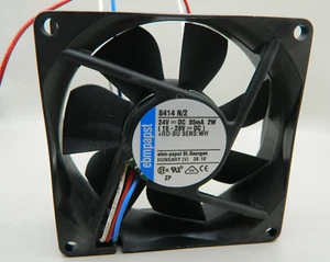 1x ebm-papst 8414 N/2 DC-Axiallüfter, 24 V, 80 x 80 x 25 mm, 69 m³/h, 32 dB - Bild 1 von 3