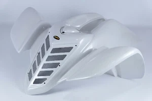 NEW YAMAHA RAPTOR 660 WHITE CARBON FIBER PLASTIC FRONT FENDER MAIER - Picture 1 of 1