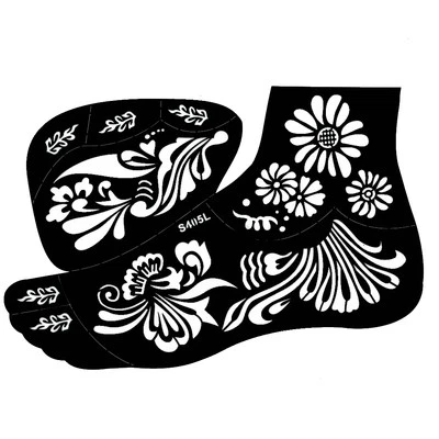 Stencil per tatuaggio all'henné Kina pittura per piedi Dövme piede sinistro Mehndi