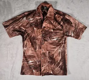 Camicia vintage Joel California uomo grande marrone astratta anni 70 salotto retrò discoteca - Foto 1 di 7