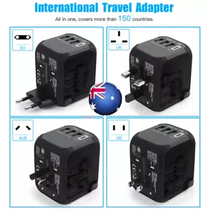 WoCFd Travel Adapter 3 USB & Type-C Port Charger US/UK/EU/AU Plug Converter FZ - Picture 1 of 18