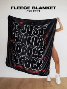 ALF Assholes*s Live Forever I Just Want To Cuddle Black Stars Fleece Blanket 5x5 - Picture 1 of 3