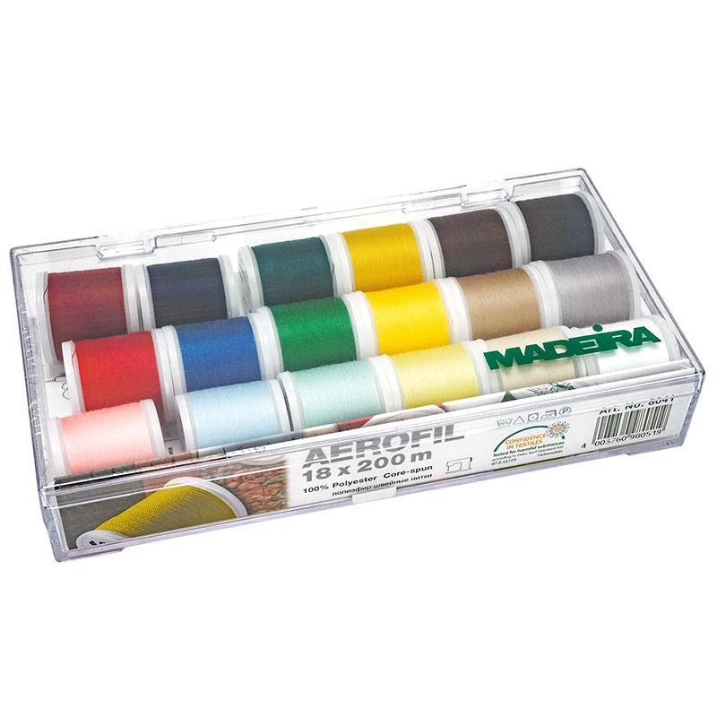 Madeira Nähgarnbox Aerofil Allesnäher No.120 (18 Farben / 200 m) Nähgarn - Bild 1 von 1