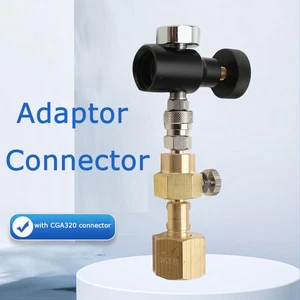 CO2 Cylinder Filling Adapter CO2 Brass Refill Bottle Connector w/ Pressure Gauge - Picture 1 of 12