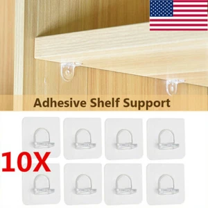 2-10x Shelf Support Adhesive Pegs Punch Free Closet Cabinet Shelf Support Clips - Picture 1 of 15
