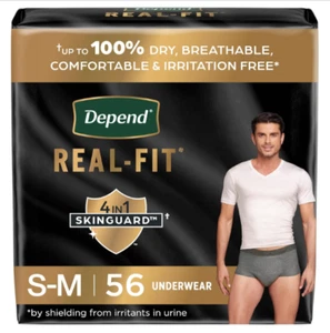 Depend Real Fit Incontinence Underwear for Men, Small/Medium, Grey, 56 Count - Picture 1 of 12