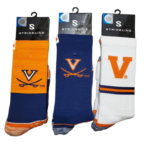 Virginia Cavaliers Socks Knit NCAA Strideline Premium Atheltic Wear 3 Pack Cover