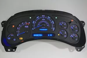 03-06 GMC YUKON CUSTOM BLACK CLUSTER IPC FROM DIGITAL-DASH-SOLUTIONS BLUE LED BB - Foto 1 di 2