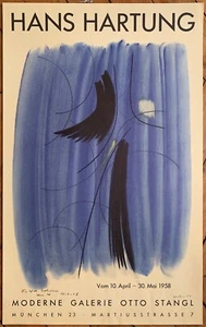 Hans Hartung Poster Lithographie signiert 1958 Otto Stangl München Abstract Art - Bild 1 von 2