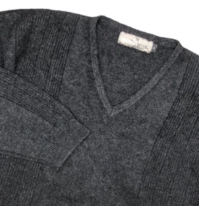 Maglione Merinomink Nuova Zelanda Uomo M Grigio Pelliccia Possum Misto Lana Merino Scollo V - Foto 1 di 12