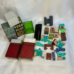 Minecraft Mixed Toy Lot Action Figures Accessories Over 26 Pieces w Sign and Pen - Picture 1 of 5