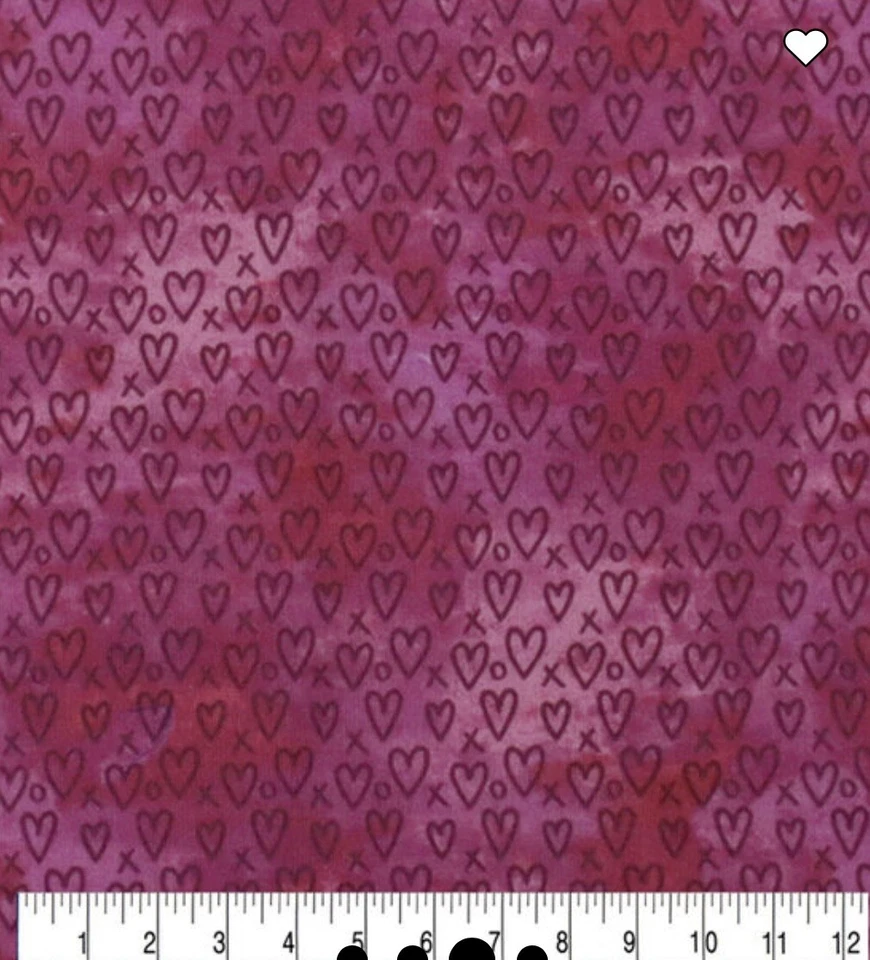 Fat Quarter Pink Tie Dye Hearts X O Valentine's Day Cotton Quilting Fabric - Image 1 of 1