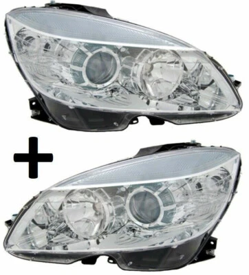 MERCEDES C W204 S204 Paar SCHEINWERFER VORNE LINKS + RECHTS ELEKTRISCH H7 H7 NEU - Bild 1 von 4