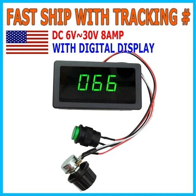 DC 6-30V Motor Speed Controller With 12V 24V 8A PWM Digital Display & Switch - Image 1 of 4