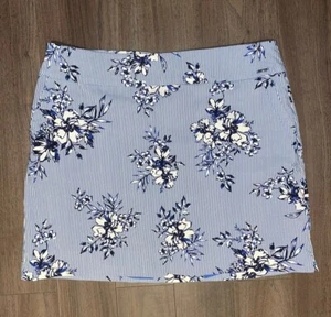 S.C. & Co Skort Women's Size 16 Blue & White Striped Floral Pockets Golf Tennis - Picture 1 of 5