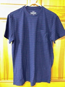 Vineyard Vines Mens Edgartown T Shirt Pima Cotton Blend Striped Medium Navy Red - Picture 1 of 9
