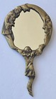 Vintage Pierrot And Moon Mirror Brass Framed Hand Held Art Nouveau