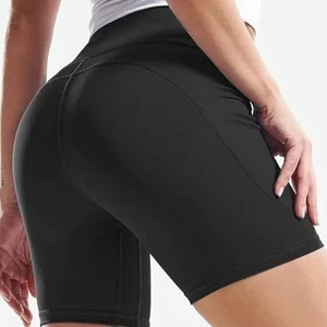 OTOS Activewear Biker Shorts hohe Taille Lauftaschen Übergröße schwarz 2XL - Bild 1 von 7