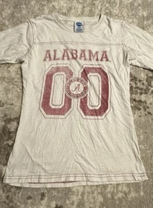 Vintage Alabama Crimson Tide Tshirt Women Medium White Faded Worn Aged Soft C4 - Picture 1 of 8