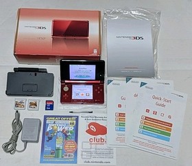Nintendo 3DS Flame Red Console System Complete in Box w/ Games