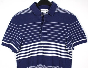 LACOSTE Navy Blue and White Striped KnittedPolo Shirt Regular Fit Size FR2 / XS - Picture 1 of 14