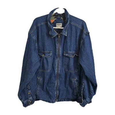Duke Haband Trucker Jacket Mens 3X Blue Flannel Lined Denim Southwestern Vintage - Image 1 of 4