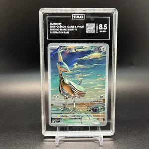 2024 Pokemon SV Surging Sparks SSP Skarmory Illustration Rare #209/191 TAG 8.5 - Picture 1 of 3