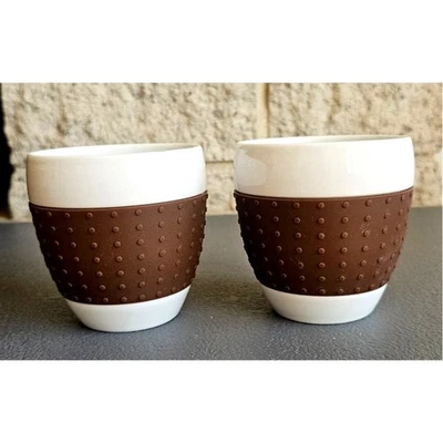 Juego de 2 tazas de porcelana Bodum Pavina vaso funda de silicona nuevo, 8 oz, marrón Foto 1 de 3