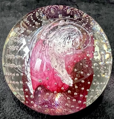 Caithness Art Glass Scotland Paperweight NoH26549 Red with Clear Rain Effect 3” - Image 1 of 4