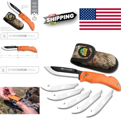 Versátil cuchillo de caza plegable hojas de 3,5 pulgadas con funda de nailon incluida Foto 1 de 4